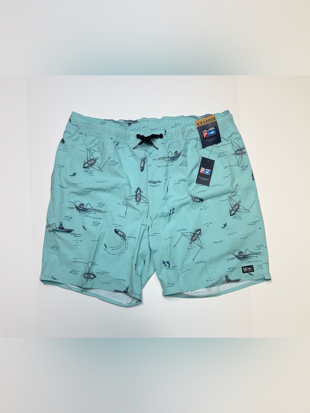 Pelagic Shorts Dockside elastic Waist Trollin Mens XXL BluePrinted Retail $60NWT